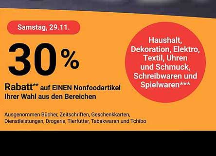 30% Rabatt auf einen Nonfoodartikel Ihrer Wahl