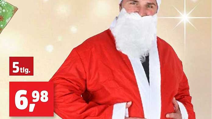 5-tlg. Weihnachtsmann Kostüm