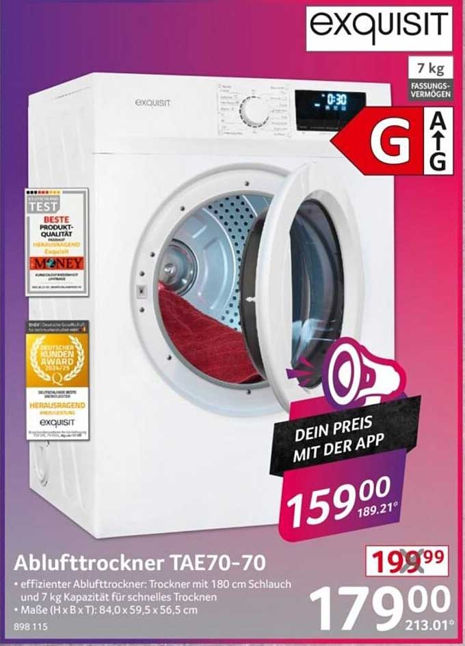 Ablufttrockner TAE70-70 von Exquisit