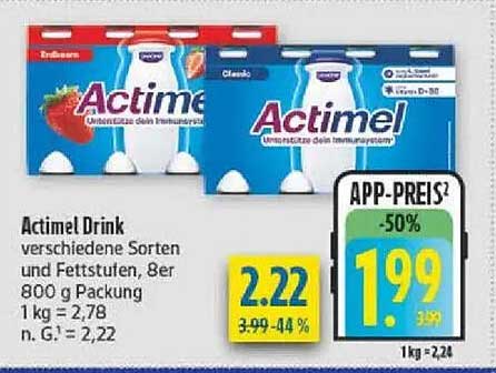Actimel Drink verschiedene Sorten und Fettstufen, 8er 800 g Packung