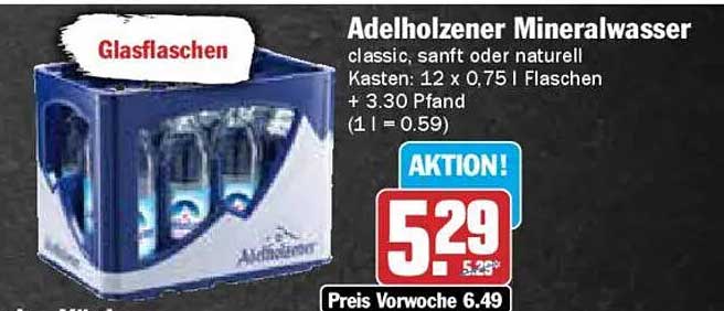 Adelholzener Mineralwasser Kasten 12 x 0,75 l - Aktion!