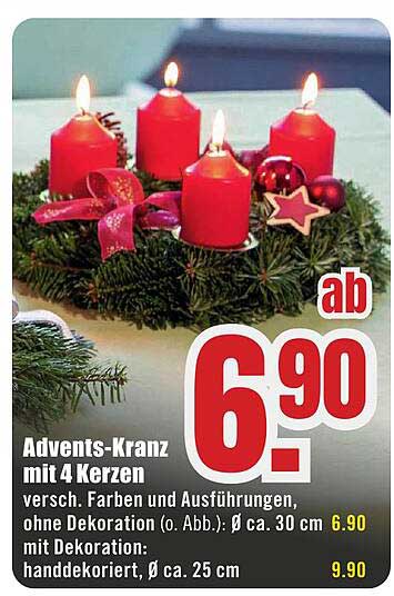 Advents-Kranz mit 4 Kerzen