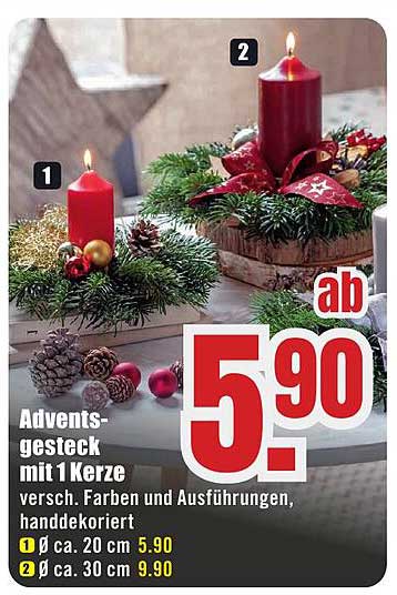 Adventsgesteck mit 1 Kerze