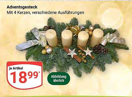 Adventsgesteck mit 4 Kerzen, verschiedene Ausführungen