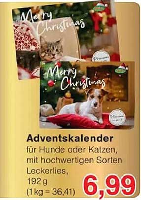 Adventskalender für Hunde oder Katzen mit hochwertigen Sorten Leckerlies, 192 g
