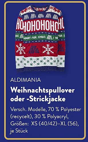 Aldi Süd Weihnachtspullover oder -Strickjacke