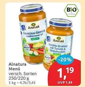 Alnatura Menü verschiedene Sorten 250/220 g