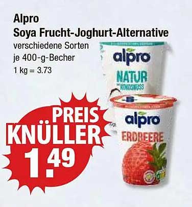 Alpro Soya Frucht-Joghurt-Alternative 400-g-Becher – Preis-Knüller!