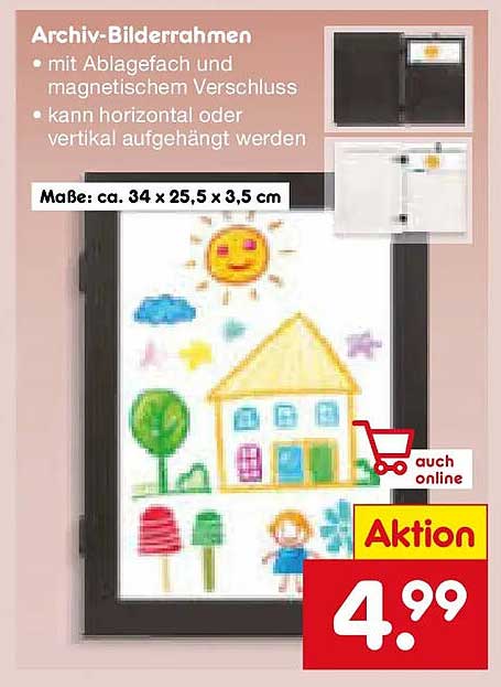 Archiv-Bilderrahmen mit Ablagefach und magnetischem Verschluss