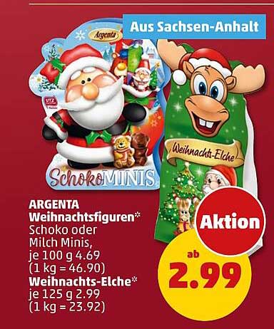 ARGENTA Weihnachtsfiguren: Schoko oder Milch Minis und Weihnachts-Elche