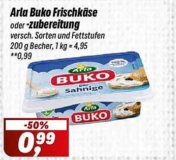 Arla Buko Frischkäse oder -zubereitung, 200 g Becher, nur 0,99 €