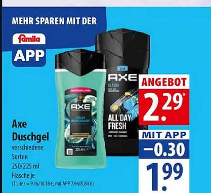 Axe Duschgel verschiedene Sorten 250/225 ml
