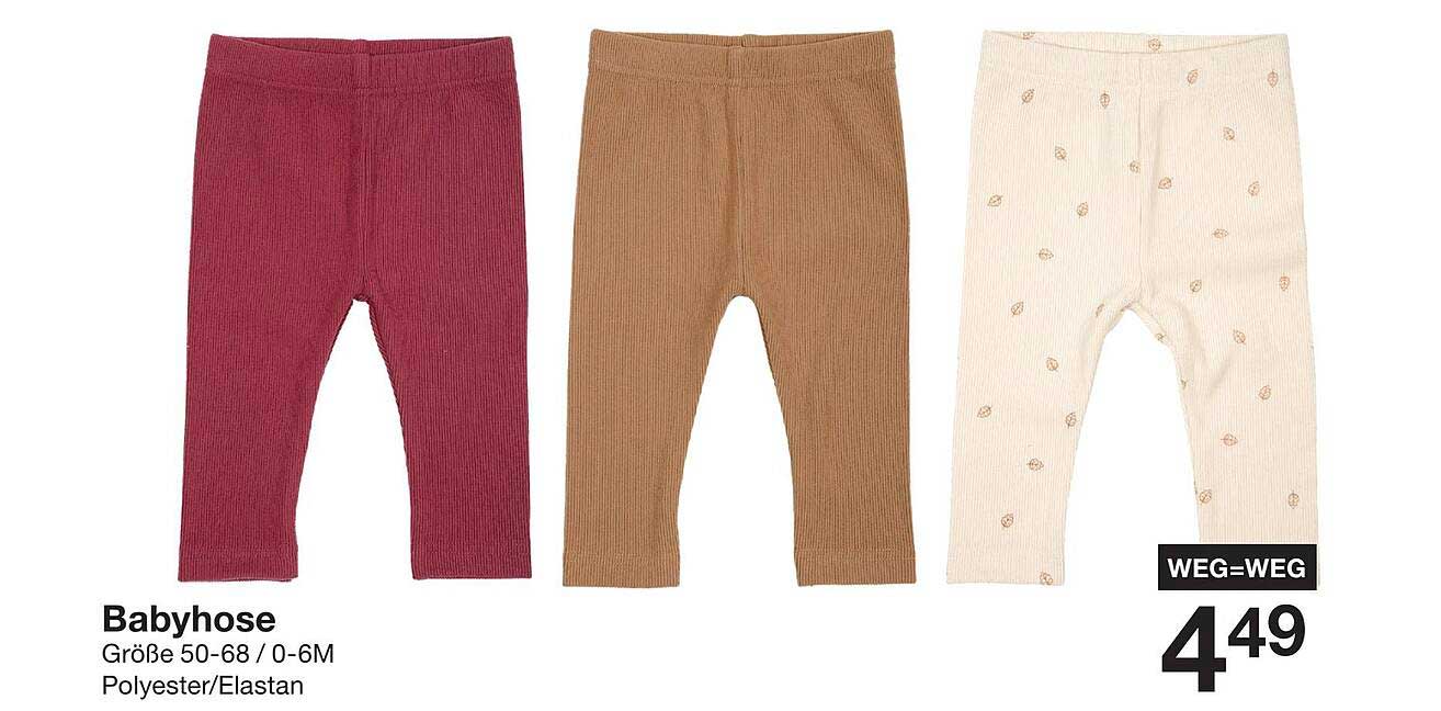 Babyhose Größe 50-68 / 0-6M in drei Farben
