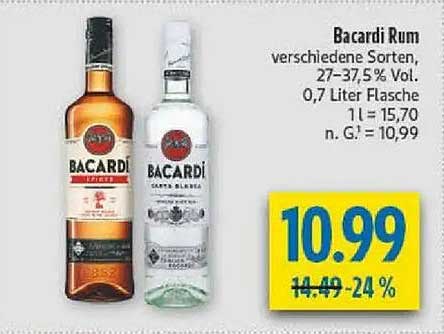 Bacardi Rum - verschiedene Sorten, 0,7 Liter Flasche