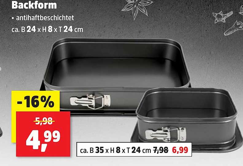 Backform - antihaftbeschichtet ca. B 24 x H 8 x T 24 cm