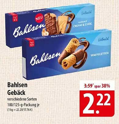 Bahlsen Gebäck verschiedene Sorten 100/125-g-Packung