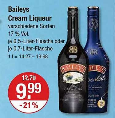 Baileys Cream Liqueur - verschiedene Sorten