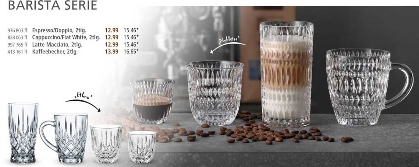 Barista Serie - Espresso/Doppio, Cappuccino/Flat White, Latte Macchiato und Kaffeebecher