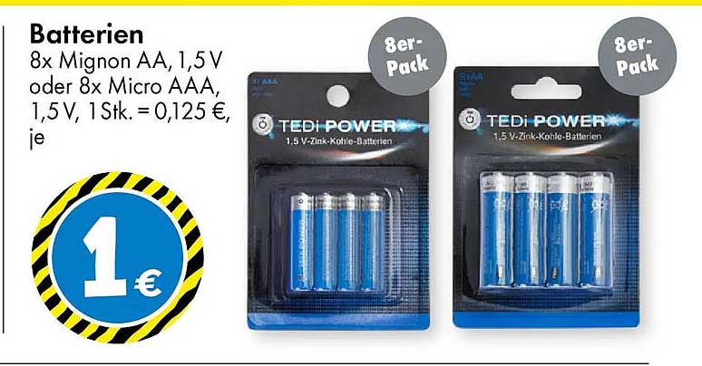 Batterien 8x Mignon AA oder 8x Micro AAA