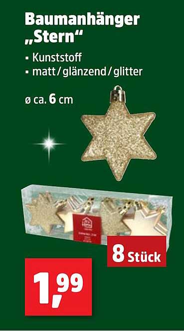 Baumanhänger „Stern“ - 8 Stück aus Kunststoff