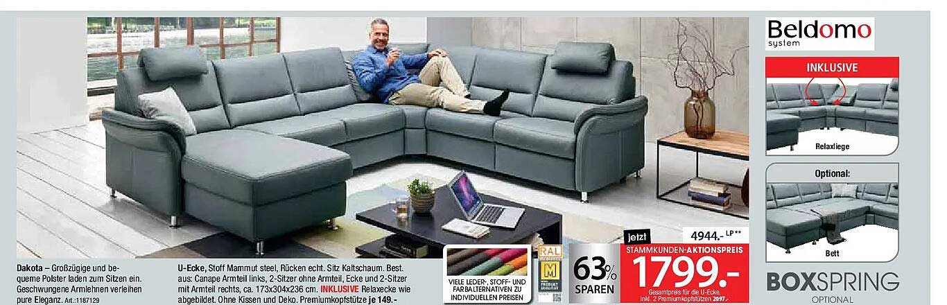 Beldomo U-Ecke Dakota – Komfort trifft auf Eleganz