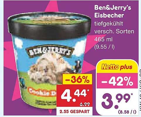 Ben & Jerry's Eisbecher 465 ml – versch. Sorten