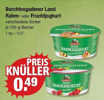 Berchtesgadener Land Rahm- oder Fruchtjoghurt 150-g-Becher
