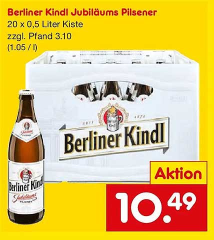 Berliner Kindl Jubiläums Pilsener 20 x 0,5 Liter Kiste
