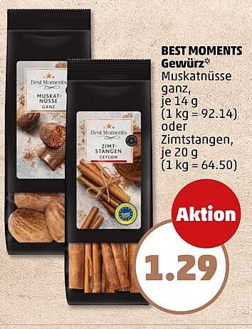 BEST MOMENTS Gewürz – Muskatnüsse ganz oder Zimtstangen Ceylon