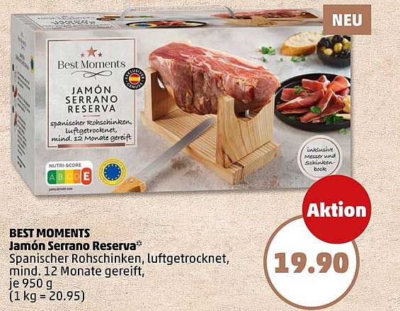 Best Moments Jamón Serrano Reserva – Spansicher Rohschinken, luftgetrocknet, mind. 12 Monate gereift
