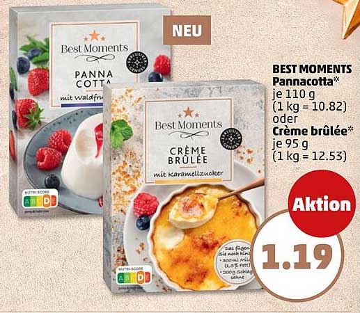 BEST MOMENTS Pannacotta oder Crème Brûlée - jetzt nur 1,19 €