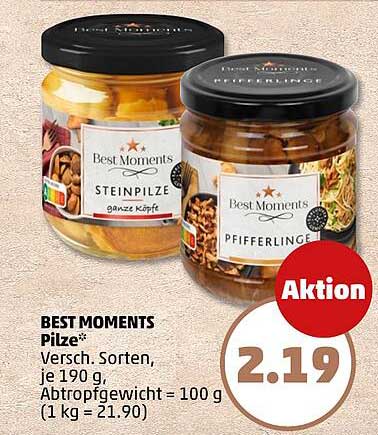 BEST MOMENTS Pilze, verschiedene Sorten, je 190 g