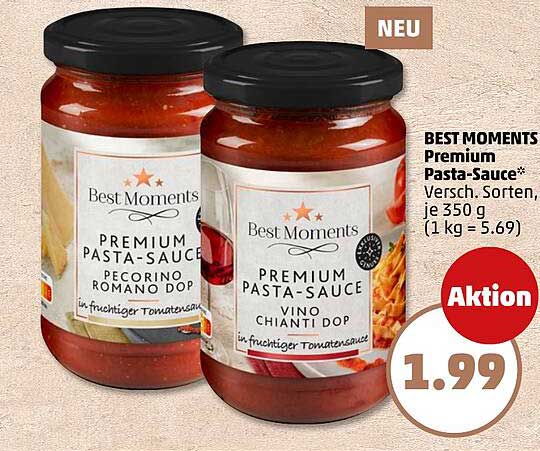 BEST MOMENTS Premium Pasta-Sauce 350 g - Aktion für nur 1,99 €