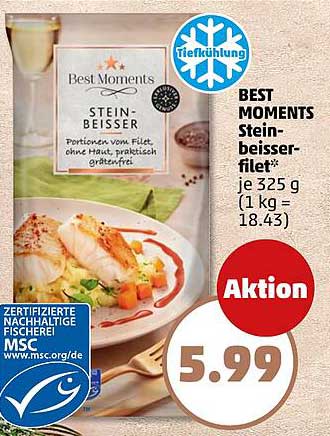 BEST MOMENTS Steinbeisserfilet - Portionsvom Filet, ohne Haut, praktisch gegart