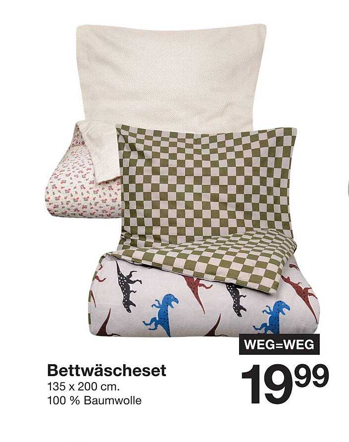 Bettwäsche Set 135 x 200 cm aus 100% Baumwolle