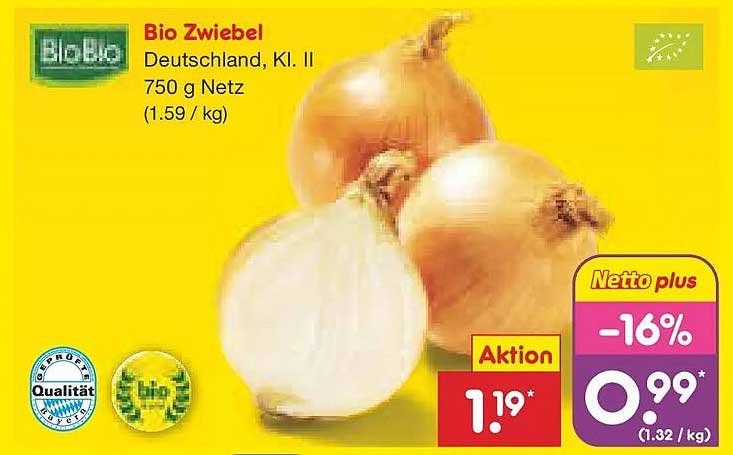Bio Zwiebel, Deutschland, Kl. II, 750 g Netz