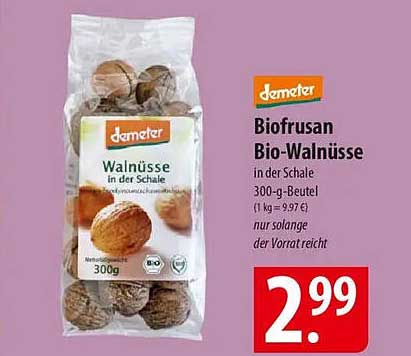 Biofrusan Bio-Walnüsse in der Schale 300-g-Beutel