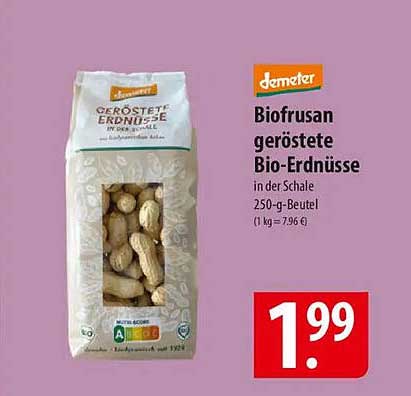 Biofrusan geröstete Bio-Erdnüsse 250-g-Beutel