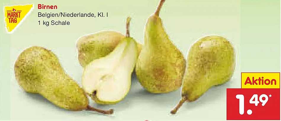 Birnen aus Belgien/Niederlande, Klasse I - 1 kg Schale