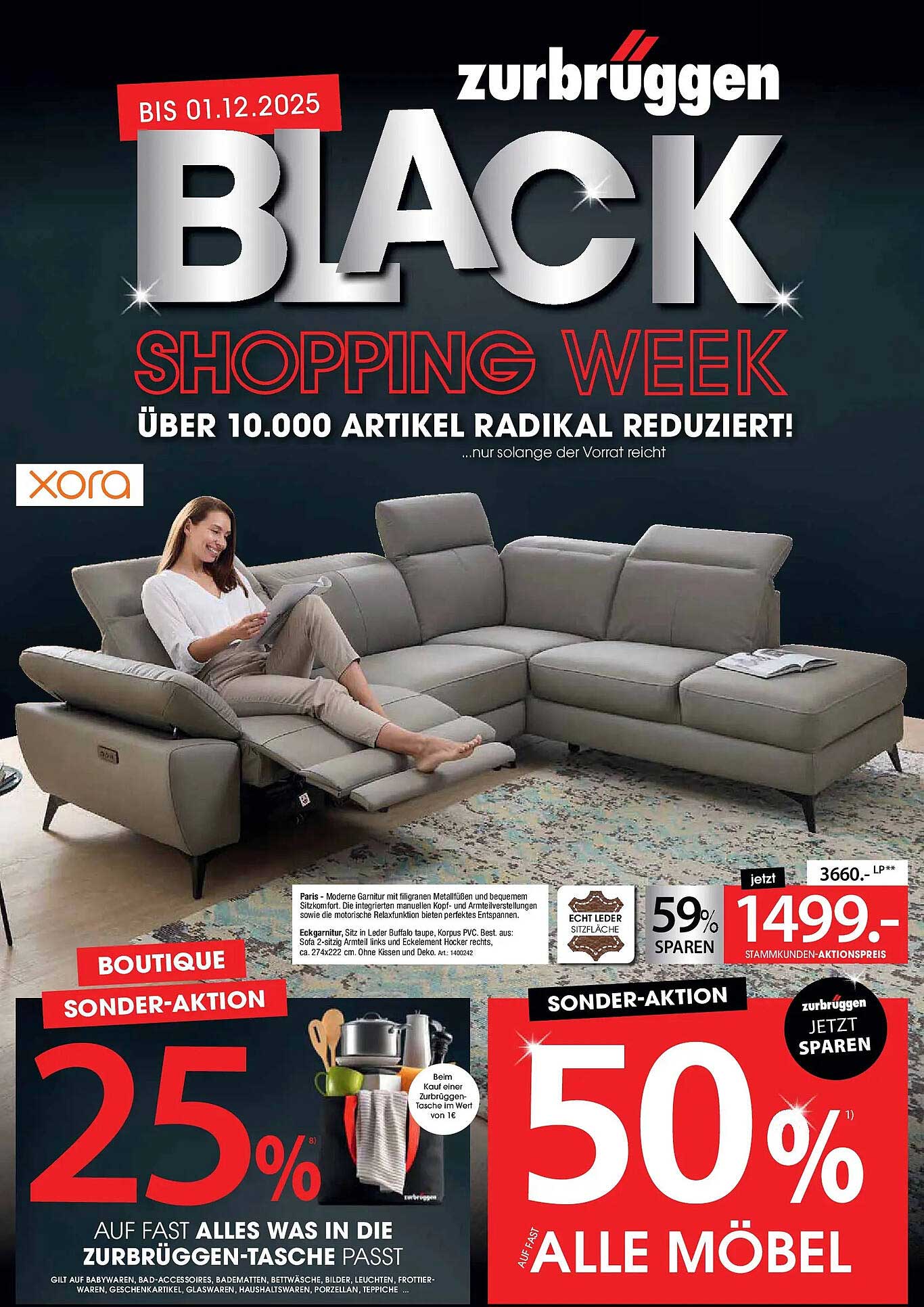 Black Shopping Week bei Zurbrüggen - 59 % sparen auf die moderne Garnitur