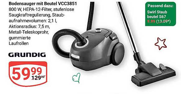 Bodensauger mit Beutel VCC3851 von Grundig