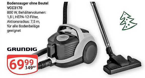Bodenstaubsauger ohne Beutel VCC3170 von Grundig