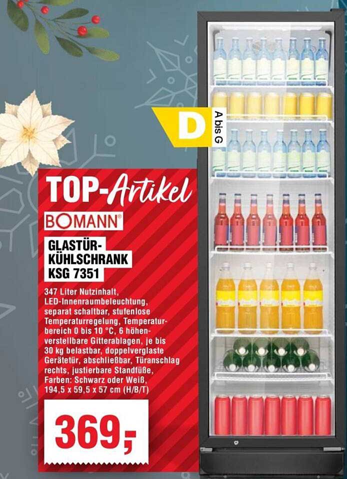 BOMANN GLASTÜRKÜHLSCHRANK KSG 7351