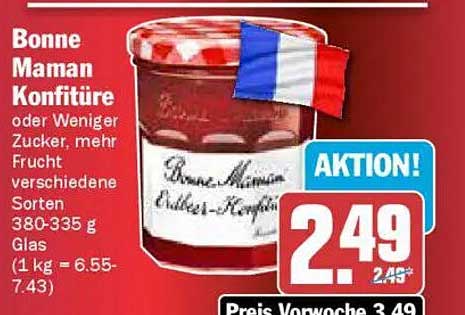 Bonne Maman Konfitüre oder Weniger Zucker, mehr Frucht – verschiedene Sorten 380-335 g Glas