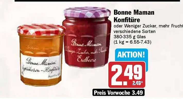 Bonne Maman Konfitüre oder weniger Zucker, verschiedene Sorten