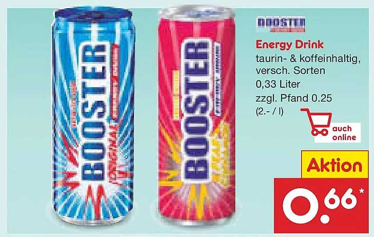 Booster Energy Drink, 0,33 Liter - verschiedene Sorten
