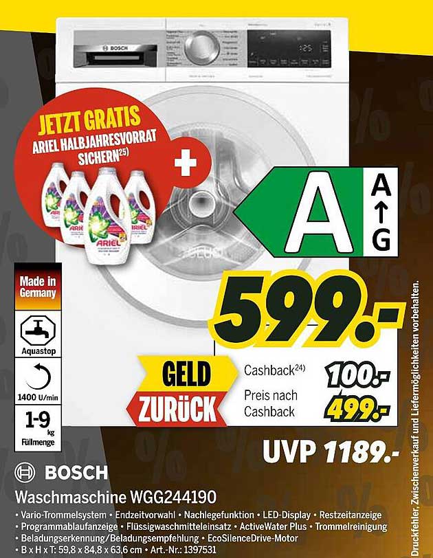 BOSCH Waschmaschine WGG244190 - Effizienz und Leistung in einem