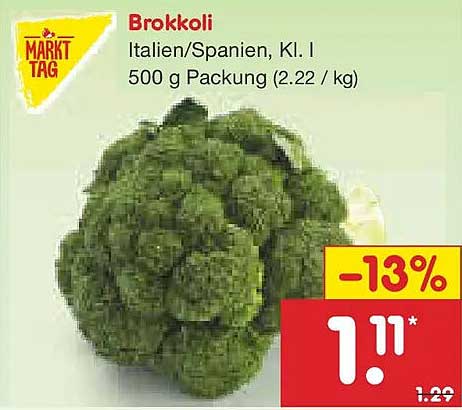 Brokkoli Italien/Spanien, Kl. I, 500 g Packung