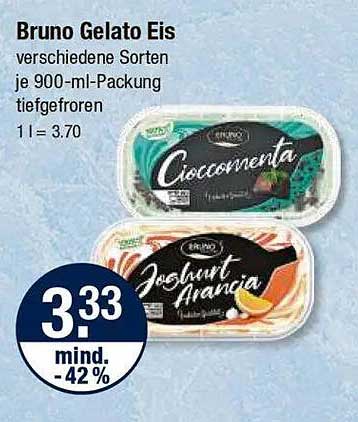 Bruno Gelato Eis - verschiedene Sorten je 900-ml-Packung tiefgefroren