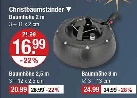 Christbaumständer - 2 m, 3-11 x 2 cm